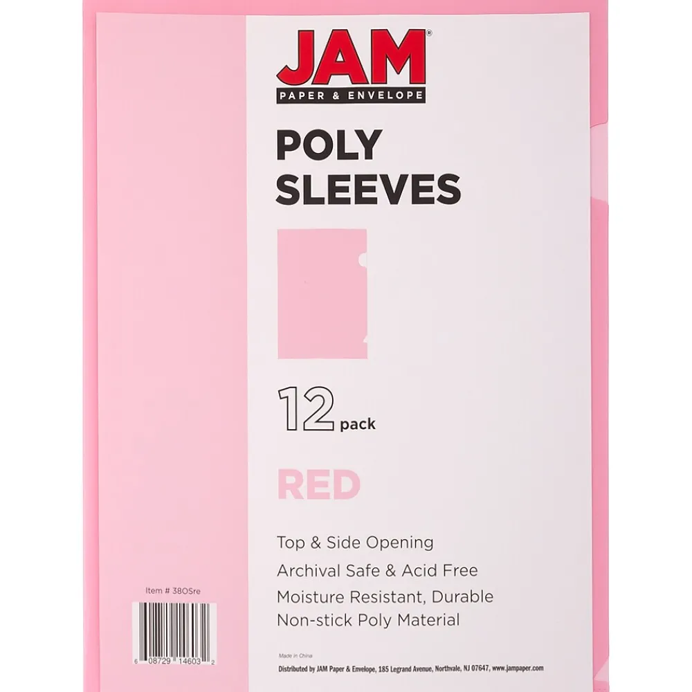 Sheet Protectors|JAM Paper Plastic Sleeves, 9" x 12", Red, 120/Pack (2226316989B)