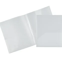 Pocket Folders|JAM Paper 6-Pocket Heavy Duty Plastic Folders, Clear, 2/Pack (389MP6cl)