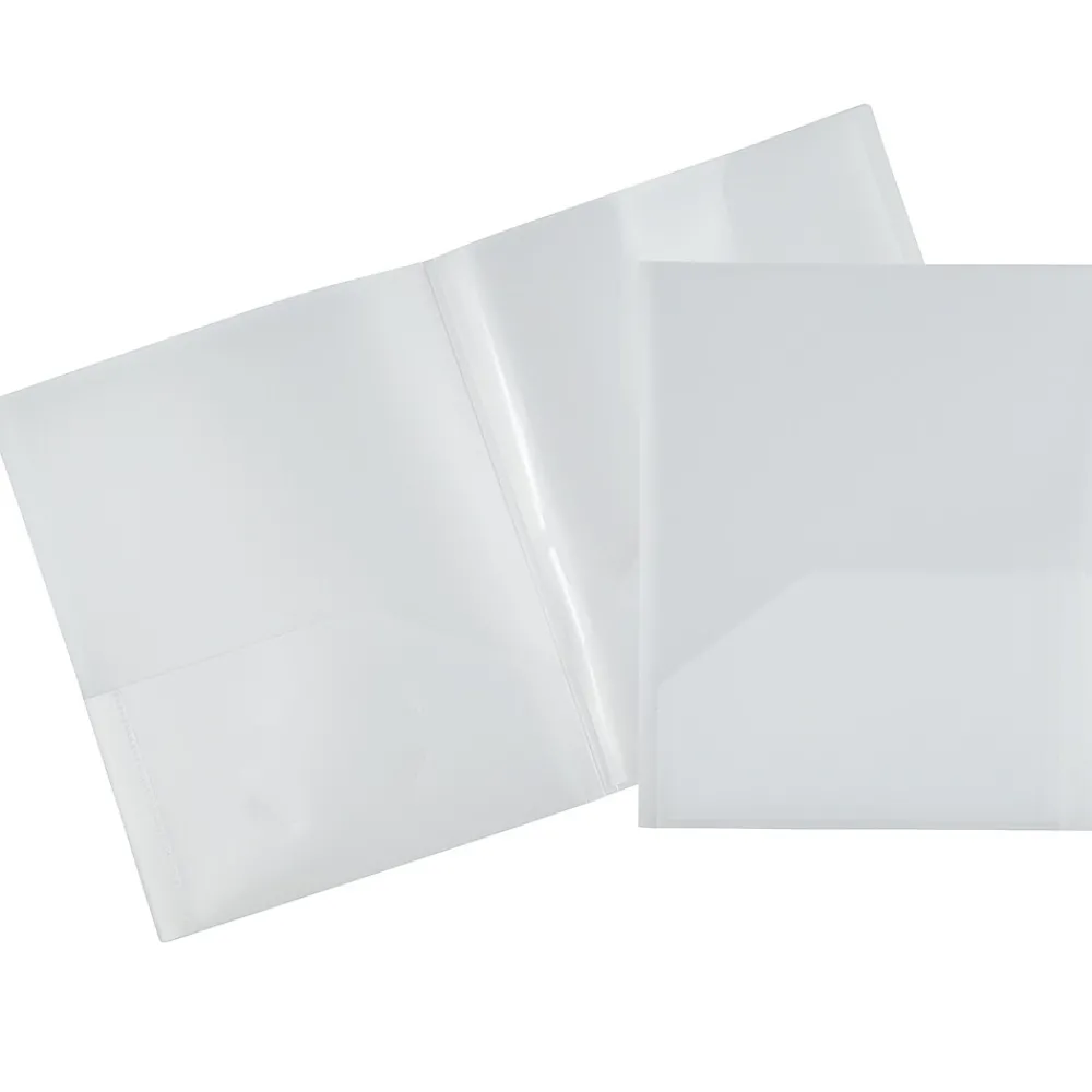 Pocket Folders|JAM Paper 6-Pocket Heavy Duty Plastic Folders, Clear, 2/Pack (389MP6cl)