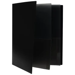 Pocket Folders|JAM Paper 6-Pocket Heavy Duty Plastic Folders, Black, 2/Pack (389MP6bl)