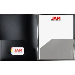 Pocket Folders|JAM Paper 6-Pocket Heavy Duty Plastic Folders, Black, 2/Pack (389MP6bl)