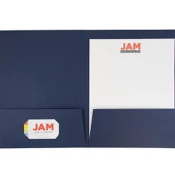 Pocket Folders|JAM Paper 2-Pocket Textured Linen Business Folders, Navy Blue, 50/Box (386LNAC)