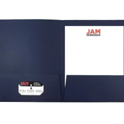 Pocket Folders|JAM Paper 2-Pocket Textured Linen Business Folders, Navy Blue, 50/Box (386LNAC)