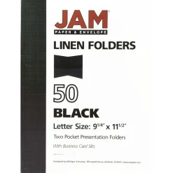 Pocket Folders|JAM Paper 2-Pocket Textured Linen Business Folders, , 25/Pack (386LBLA) Black