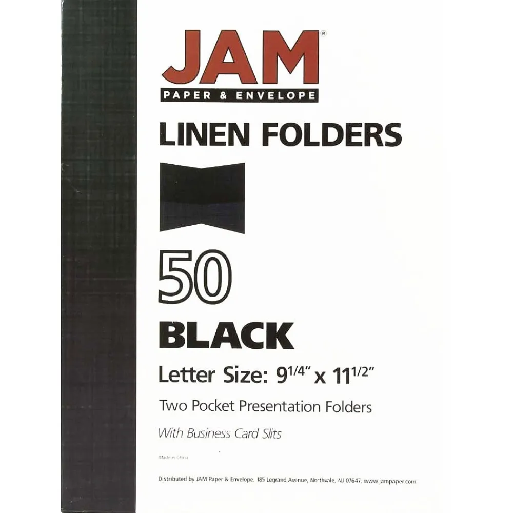 Pocket Folders|JAM Paper 2-Pocket Textured Linen Business Folders, , 25/Pack (386LBLA) Black