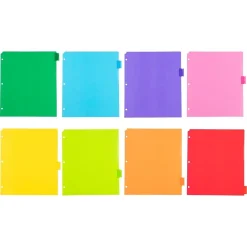Dividers|JAM Paper Poly Dividers, 8-Tab, Assorted Colors, 6 Packs (375032922A)
