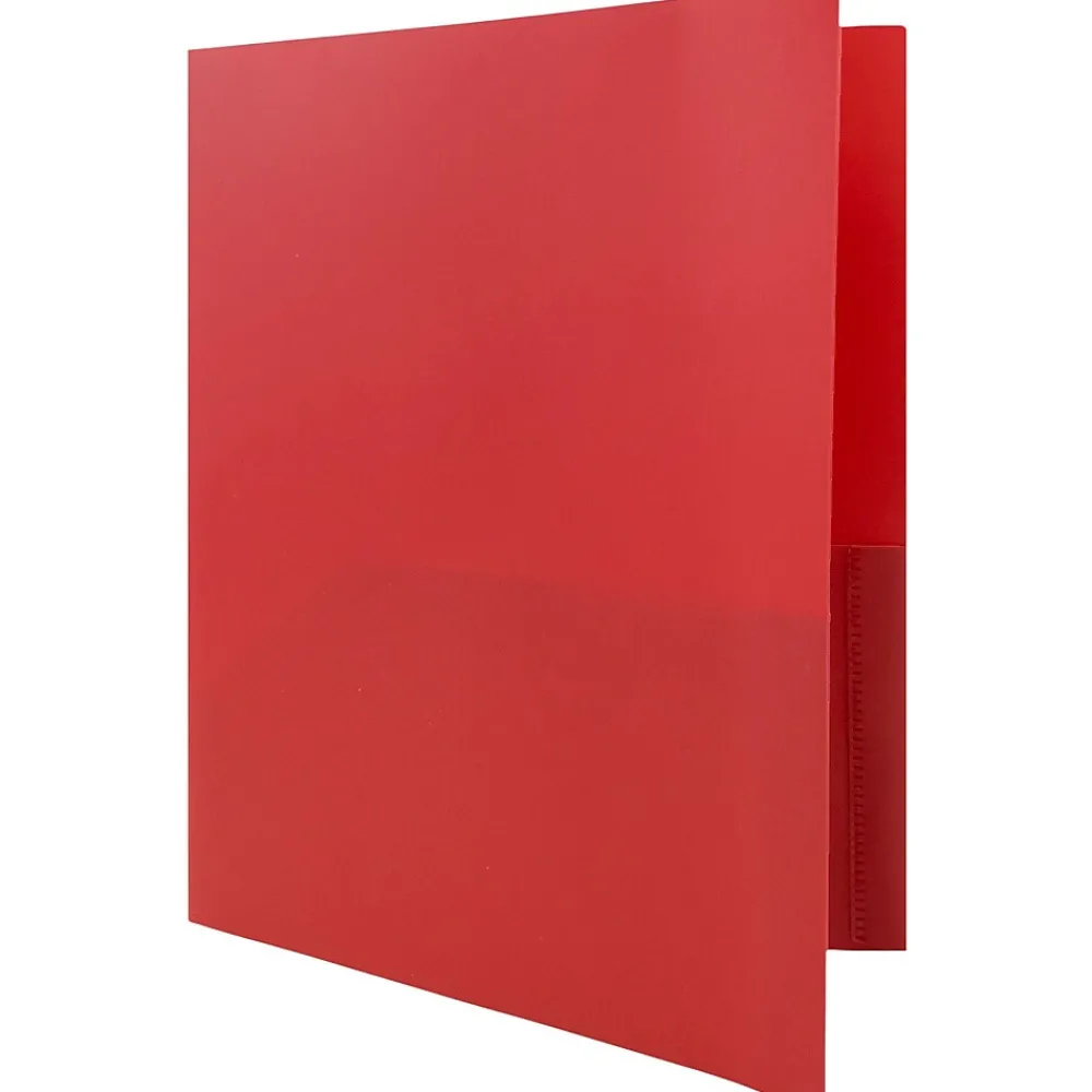 Pocket Folders|JAM Paper POP 2-Pocket Plastic Presentation Folder, Red, 6/Pack (382EREDD)