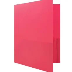 Pocket Folders|JAM Paper POP 2-Pocket Plastic Folders, Fuchsia Hot Pink, 6/Pack (382Efud)