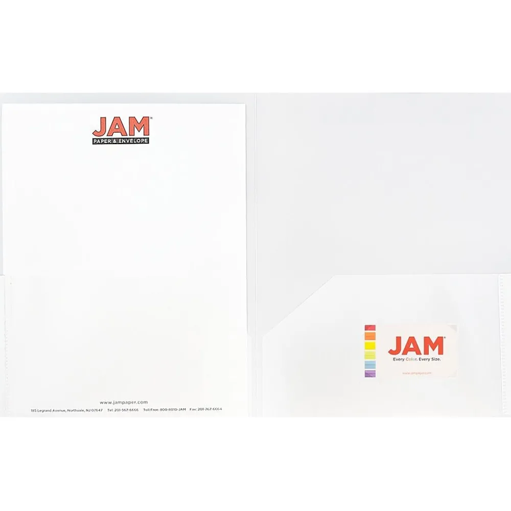 Pocket Folders|JAM Paper POP 2-Pocket Plastic Presentation Folder, Clear, 6/Pack (382ECLDD)