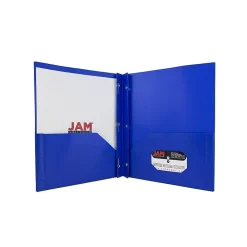 Pocket Folders|JAM Paper POP 2-Pocket Plastic Folders with Fastener, , 96/Carton (313525335) Deep Blue