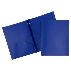 Pocket Folders|JAM Paper POP 2-Pocket Plastic Folders with Fastener, , 96/Carton (313525335) Deep Blue