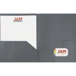 Pocket Folders|JAM Paper POP 2-Pocket Portfolio Plastic Folder, , 96/Box (382EGYB) Gray