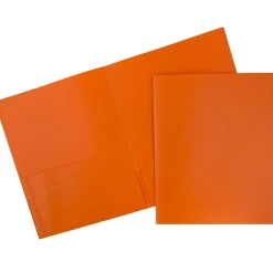 Pocket Folders|JAM Paper POP Two-Pocket Plastic Folders, , 6/Pack (382Eord) Orange