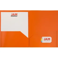 Pocket Folders|JAM Paper POP Two-Pocket Plastic Folders, , 6/Pack (382Eord) Orange