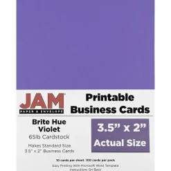 Business Cards*JAM Paper ® Printable Business Cards, 3 1/2 x 2, Violet Purple, 100/Pack (22128337)