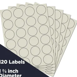 Sale JAM Paper Round Label Sticker Seals, 1 2/3" Diameter, , 24 Labels/Sheet, 5 Sheets/Pack (147627045) Ivory