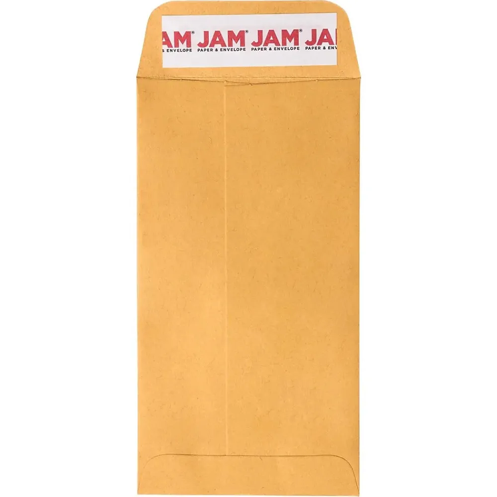 Clearance JAM Paper Self Seal #7 Coin Business Envelopes, 3 1/2" x 6 1/2", Brown Kraft Manila, 100/Pack (400238464D)