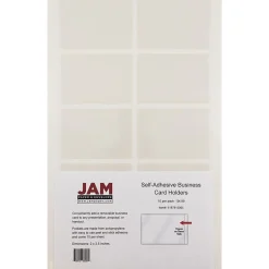 Sheet Protectors|JAM Paper ® Self-Adhesive Business Card Holders, 2 x 3 1/2, Clear, 24 Label Pockets/Pack (2187815065)