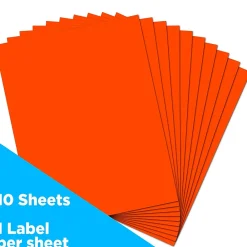 New JAM Paper Shipping Labels, Full Page, 8 1/2 x 11 Sticker Paper, , 1 Label/Sheet, 10 Labels/Pack (337628604) Neon Red