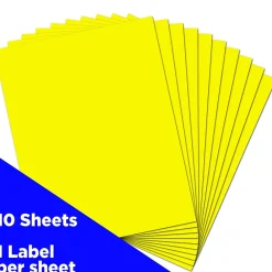 Hot JAM Paper Shipping Labels, 8 1/2" x 11", , 1 Label/Sheet, 10 Labels/Pack (337628611) Neon Yellow