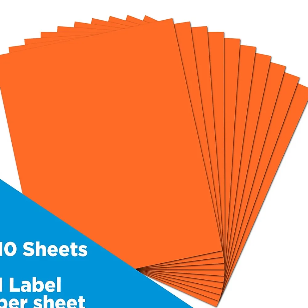 Outlet JAM Paper Shipping Labels, 8-1/2" x 11", , 1 Label/Sheet, 10 Labels/Pack (337628612) Orange