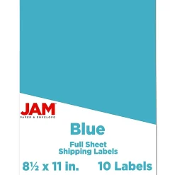Outlet JAM Paper Shipping Labels, 8 1/2" x 11", , 1 Label/Sheet, 10 Labels/Pack (337628605) Blue