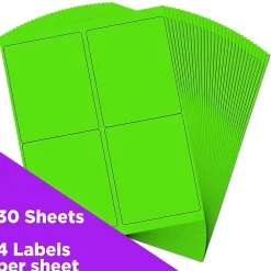 Discount JAM Paper Shipping Labels, 4" x 5", , 4 Labels/Sheet, 30 Sheets/Pack (354329156) Neon Green
