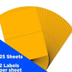 JAM Paper Shipping Labels, Half Page, 5 1/2" x 8 1/2", , 2 Labels/Sheet, 25 Sheets/Pack (359429628) Neon Orange