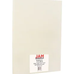 Card Stock*JAM Paper Strathmore 80 lb. Cardstock Paper, 8.5" x 14", Ivory White Wove, 50 Sheets/Pack (17428906)
