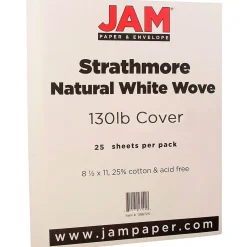 Card Stock*JAM Paper Strathmore 130 lb. Cardstock Paper, 8.5" x 11", Natural White, 25 Sheets/Pack (1196724)
