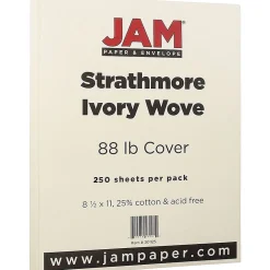 Card Stock*JAM Paper Strathmore 80 lb. Cardstock Paper, 8.5" x 11", Ivory Wove, 250 Sheets/Ream (301125B)