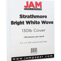 Card Stock*JAM Paper Strathmore 130 lb. Cardstock Paper, 8.5" x 11", Bright White, 125 Sheets/Ream (1196723B)
