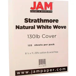 Card Stock*JAM Paper Strathmore 130 lb. Cardstock Paper, 8.5" x 11", Natural White, 125 Sheets/Ream (1196724B)