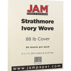 Card Stock*JAM Paper Strathmore 80 lb. Cardstock Paper, 8.5" x 11", Ivory, 50 Sheets/Pack (301125)