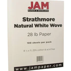 Resume Paper*JAM Paper ® Strathmore 28lb Paper, 8.5 x 11, Natural White Wove, 100 Sheets/Pack (194889)