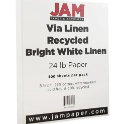 Resume Paper*JAM Paper ® Strathmore 24lb Paper, 8.5 x 11, Bright White Linen, 500 Sheets/Ream (143920B)