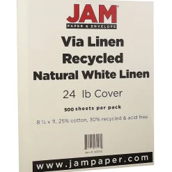 Resume Paper*JAM Paper ® Strathmore 24lb Paper, 8.5 x 11, Natural White Linen, 500 Sheets/Ream (143530B)