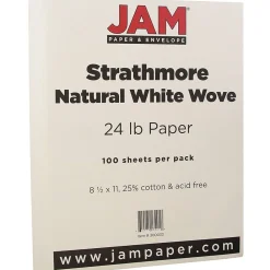 Resume Paper*JAM Paper ® Strathmore 24lb Paper, 8.5 x 11, Natural White Wove, 100 Sheets/Pack (300033)