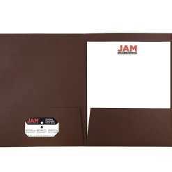 Pocket Folders|JAM Paper Two-Pocket Textured Linen Business Folders, Chocolate Brown, 50/Box(386LBRC)