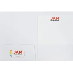 Pocket Folders|JAM Paper Two-Pocket Textured Linen Business Folders, , 6/Pack (95448D) White