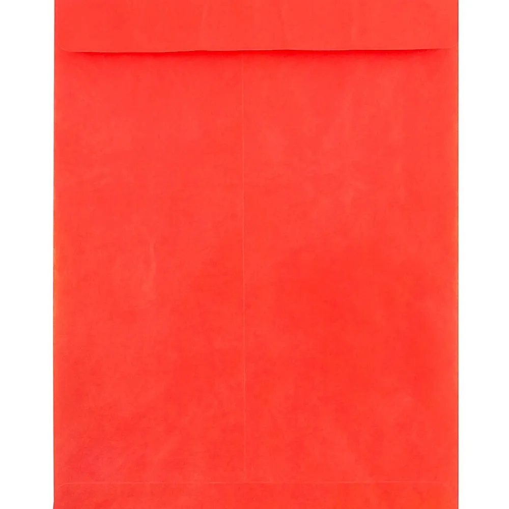 Clearance JAM Paper Tyvek Open End Open End #13 Catalog Envelope, 10" x 13", Red, 10/Pack (V021383B)