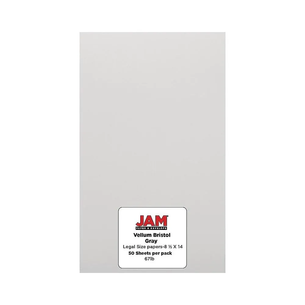 Card Stock*JAM Paper Vellum Bristol 67 lb. Cardstock Paper, 8.5" x 14", Gray Vellum Bristol, 50 Sheets/Pack (16928442)