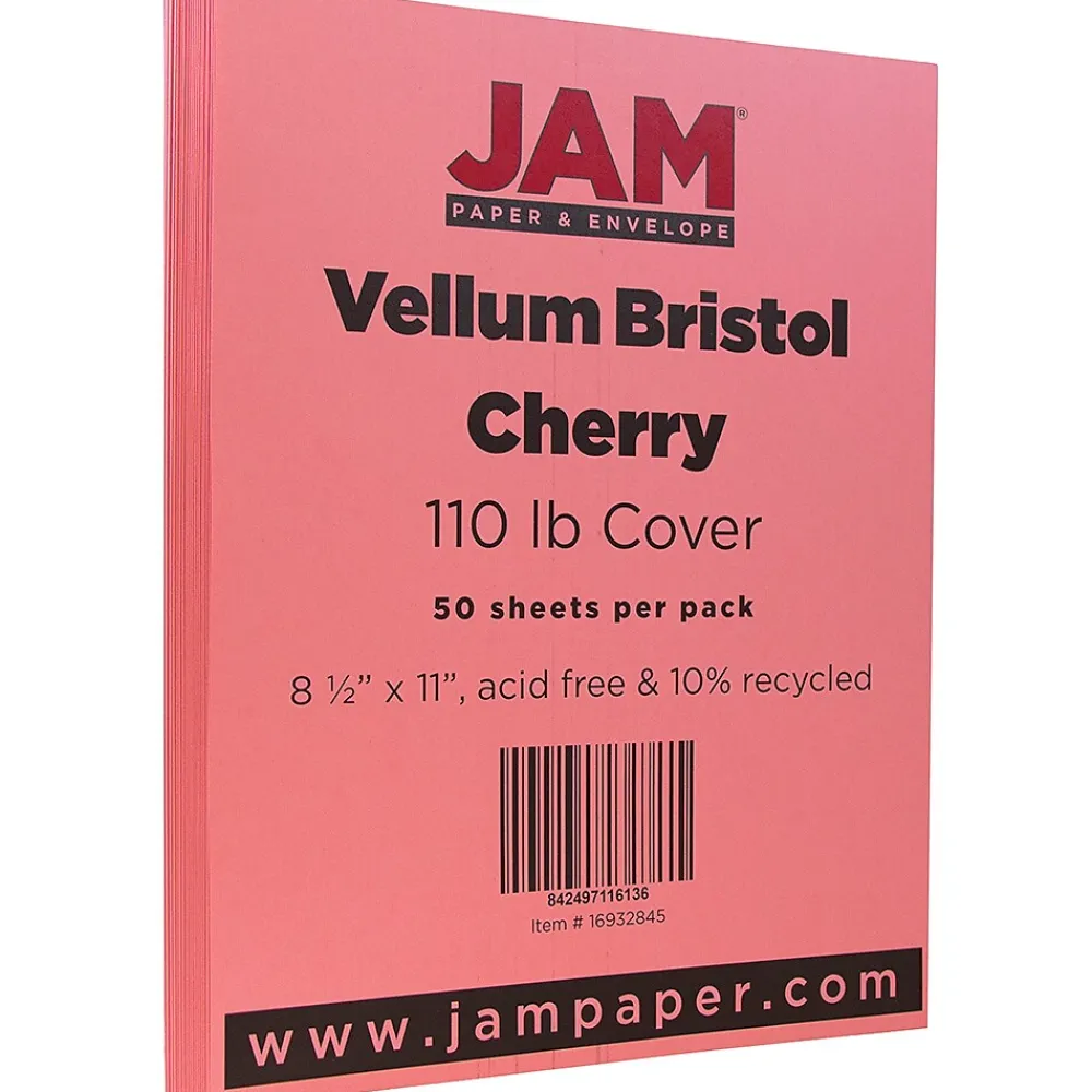 Card Stock*JAM Paper Vellum Bristol Cardstock Paper, 110 lbs., 8.5" x 11", Cherry Red, 50 Sheets/Pack (16932845)