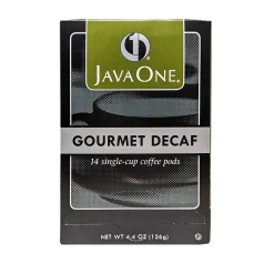 JavaOne Gourmet Decaf Coffee Freshpack, Light Roast, 84/Carton (JTC30216CT)