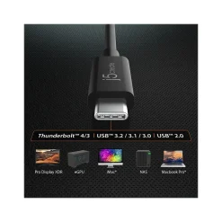 j5create 2.6' USB C to USB C Power Cable, Male to Male, Black (JUC28L08)