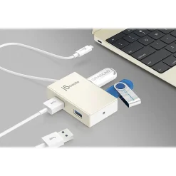 j5create 4-Port USB 3.0 Hub, Silver (JCH343US)