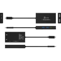 j5create 6-Port USB-C Hub, Black (JVA01)
