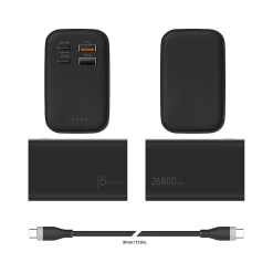 USB-A/USB-C Power Bank, 26800mAh, Black (JPB26465)<j5create Discount