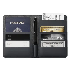 Loc8 RFID Faux Leather Passport Holder, Midnight Black (JTWMN)<JOURNEY