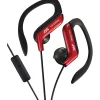 HA-EBR80R Stereo Sport-clip In-Ear Headphone with Mic and Remote, Red<JVC New